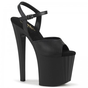 Black Pleaser Enchant-709 Vegan Leather Women's Platform Heels Sandals | AU MNTCWVD