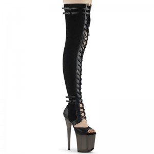 Black Pleaser Flamingo-3027 Suede Women's Thigh High Boots | AUSTRALIA WHUFO