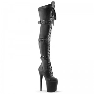 Black Pleaser Flamingo-3028 Vegan Leather Women's Thigh High Boots | AUSTRALIA KLJXZ