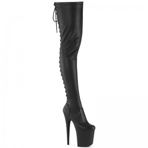 Black Pleaser Flamingo-3850 Vegan Leather Women's Thigh High Boots | AUSTRALIA NTXIG