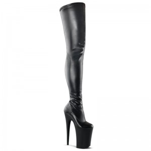 Black Pleaser Infinity-4000 Vegan Leather Women's Thigh High Boots | AUSTRALIA LRFOG