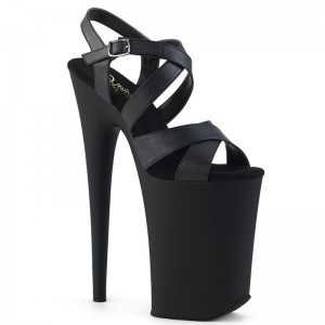 Black Pleaser Infinity-997 Vegan Leather Women's Platform Heels Sandals | AUSTRALIA IDERH