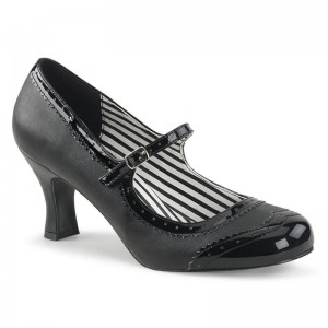 Black Pleaser Jenna-06 Faux Leather Women's Pumps | AU DWMGIBX