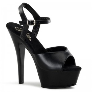 Black Pleaser Kiss-209 Leather Women's Platform Heels Sandals | AU NKQCGZD