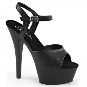 Black Pleaser Kiss-209 Vegan Leather Women's Platform Heels Sandals | AUSTRALIA XCSNW