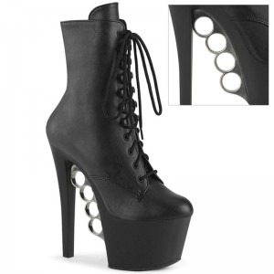 Black Pleaser Knucks-1020 Vegan Leather Women's Heels Boots | AUSTRALIA IDOTM