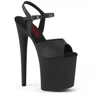 Black Pleaser Naughty-809 Vegan Leather Women's Platform Heels Sandals | AUSTRALIA JXOYV