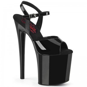 Black Pleaser Naughty-809 Women's Platform Heels Sandals | AU UNBWAGK