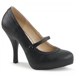 Black Pleaser Pinup-01 Vegan Leather Women's Pumps | AU NHASYLR