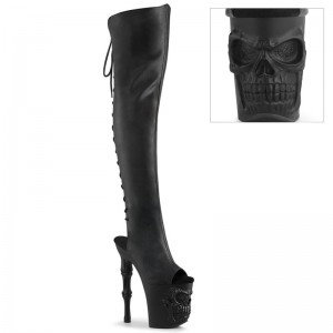 Black Pleaser Rapture-3019 Vegan Leather Women's Thigh High Boots | AUSTRALIA JUDNR