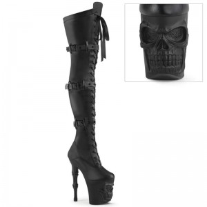 Black Pleaser Rapture-3028 Vegan Leather Women's Thigh High Boots | AUSTRALIA BJNLM