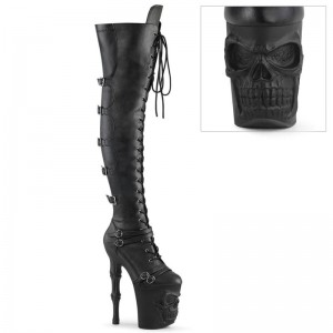 Black Pleaser Rapture-3045 Vegan Leather Women's Thigh High Boots | AU KINUMCZ