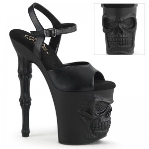 Black Pleaser Rapture-809 Vegan Leather Women's Platform Heels Sandals | AU GVDHCZT