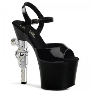 Black Pleaser Revolver-709 Women's Platform Heels Sandals | AUSTRALIA GEAYS