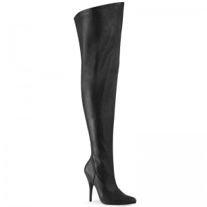 Black Pleaser Seduce-3000WC Vegan Leather Women's Thigh High Boots | AU UMALKBS