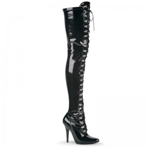 Black Pleaser Seduce-3024 Women's Thigh High Boots | AUSTRALIA WTPKF