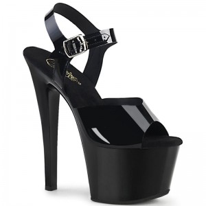 Black Pleaser Sky-308N Women's Platform Heels Sandals | AU XMKTWBJ