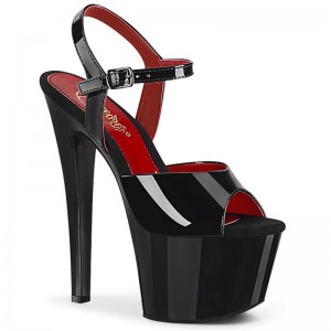 Black Pleaser Sky-309-1 Women's Platform Heels Sandals | AU DBQTAFL