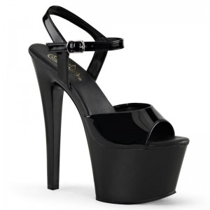 Black Pleaser Sky-309VL Women's Platform Heels Sandals | AUSTRALIA ZYIPS