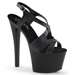 Black Pleaser Sky-330 Vegan Leather Women's Platform Heels Sandals | AUSTRALIA ZDPYO