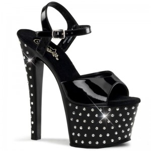 Black Pleaser Stardust-709 Women's Platform Heels Sandals | AU MJDHLPA