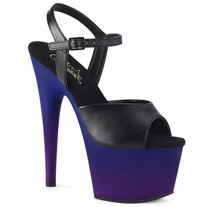 Black / Blue Pleaser Adore-709BP Vegan Leather Women's Platform Heels Sandals | AU GHJKRYA