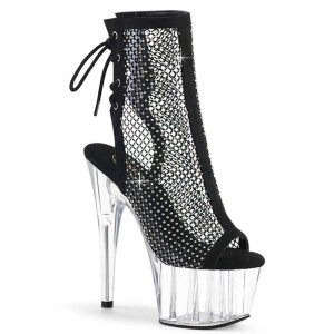 Black / Clear Pleaser Adore-1018RM Faux Suede Women's Heels Boots | AUSTRALIA VFETJ