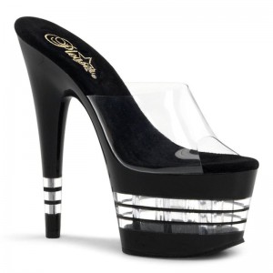 Black / Clear Pleaser Adore-701LN Women's Platform Slides | AUSTRALIA HOELI