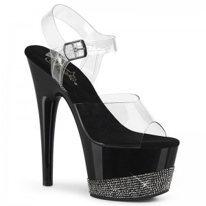 Black / Clear Pleaser Adore-708-3 Women's Platform Heels Sandals | AUSTRALIA XCDKS