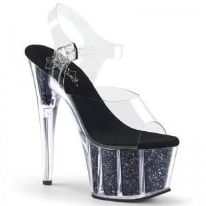 Black / Clear Pleaser Adore-708CG Women's Platform Heels Sandals | AUSTRALIA OMRCY