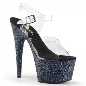 Black / Clear Pleaser Adore-708LG Women's Platform Heels Sandals | AUSTRALIA KDWMA