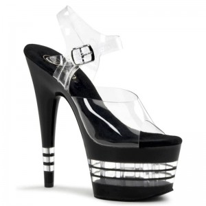 Black / Clear Pleaser Adore-708LN Women's Platform Heels Sandals | AU FJAIBZS