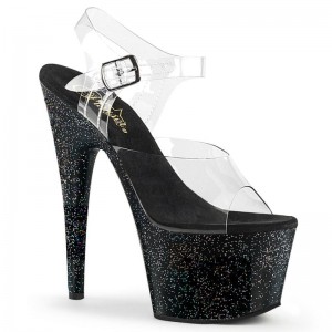 Black / Clear Pleaser Adore-708MG Women's Platform Heels Sandals | AUSTRALIA ZBLYE