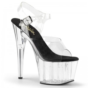 Black / Clear Pleaser Adore-708 Women's Platform Heels Sandals | AU DPAFIHX