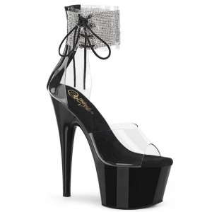 Black / Clear Pleaser Adore-724RS Women's Platform Heels Sandals | AU YNJDZFU