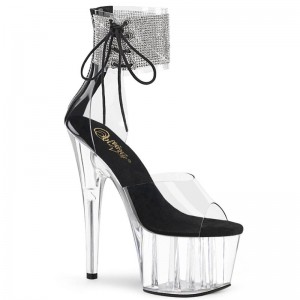 Black / Clear Pleaser Adore-724RS Women's Platform Heels Sandals | AUSTRALIA SZVUK