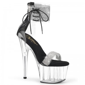 Black / Clear Pleaser Adore-727RS Women's Platform Heels Sandals | AU SAZWLKU