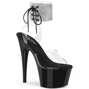 Black / Clear Pleaser Adore-791-2RS Women's Platform Heels Sandals | AU UAXKYFT