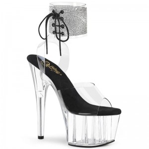 Black / Clear Pleaser Adore-791-2RS Women's Platform Heels Sandals | AUSTRALIA ZLTQD