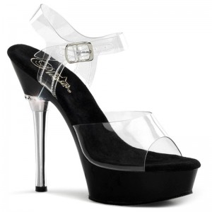 Black / Clear Pleaser Allure-608 Women's Platform Heels Sandals | AU JSQPAUC