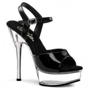 Black / Clear Pleaser Allure-609 Women's Platform Heels Sandals | AU STKZPRX