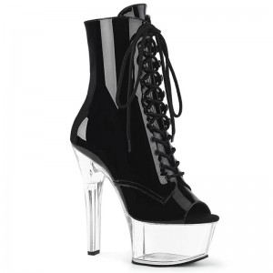 Black / Clear Pleaser Aspire-1021 Women's Heels Boots | AUSTRALIA SMYDR