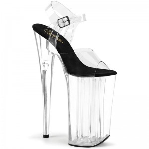 Black / Clear Pleaser Beyond-008 Women's Platform Heels Sandals | AU LNRKQAD