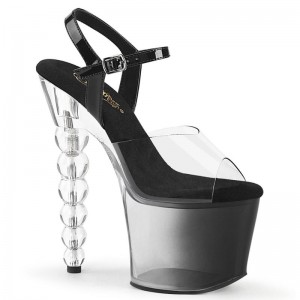 Black / Clear Pleaser Bliss-708-1BC Women's Platform Heels Sandals | AU KMZTGUW