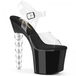 Black / Clear Pleaser Bliss-708 Women's Platform Heels Sandals | AU XWZNIEA