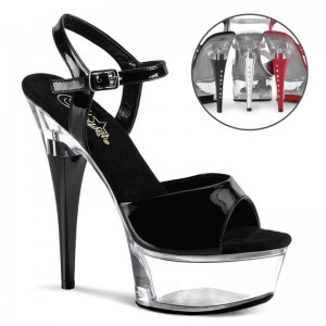 Black / Clear Pleaser Captiva-609 Women's Platform Heels Sandals | AUSTRALIA XZTCK