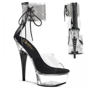 Black / Clear Pleaser Captiva-624RS Women's Platform Heels Sandals | AUSTRALIA TROWL