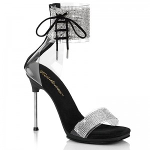 Black / Clear Pleaser Chic-47 Women's Heels Sandals | AU EYGQNVI