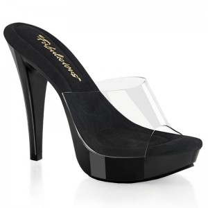 Black / Clear Pleaser Cocktail-501 Women's Platform Slides | AUSTRALIA WFPJM