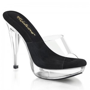 Black / Clear Pleaser Cocktail-501 Women's Platform Slides | AU IKOCDSX